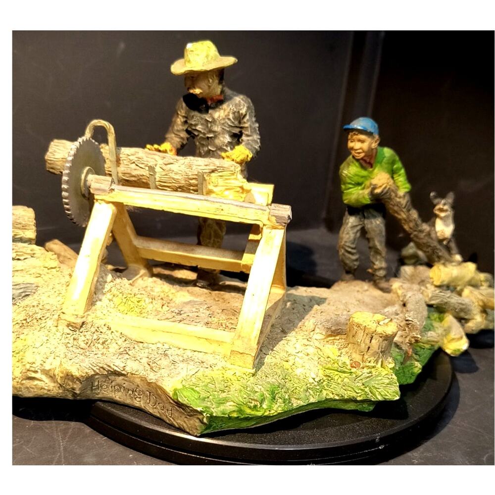 492. Helping Dad Figurine by Lowell Davis Sawmill Logging Ertl Foxfire Son Dog